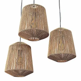 Lamp wood rotang wicker barrel